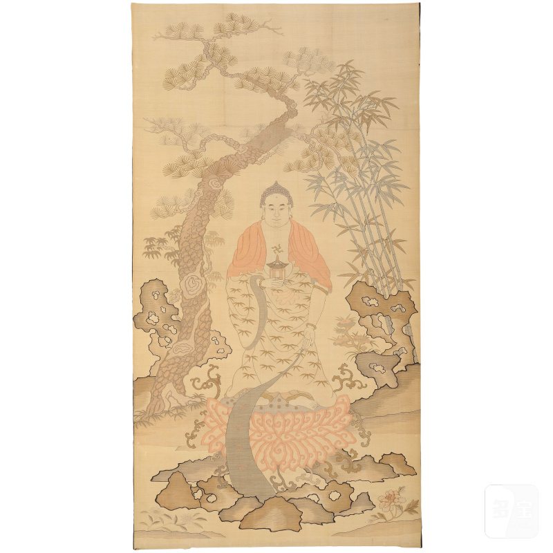晚清/民國 緙絲阿彌陀佛像 | A PAINTED KESI PANEL OF AMITABHA - 图4